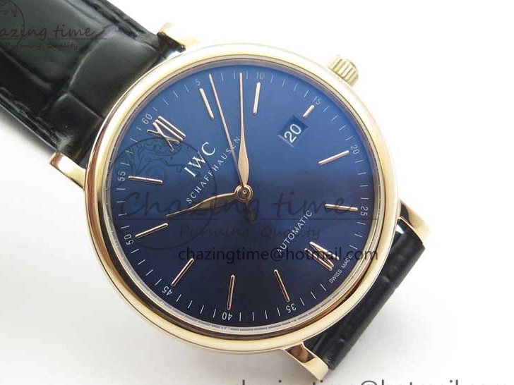 MIROTIME 0809 MoistureWicking Portofino Automatic RG IW356522 FKF 1:1 Best Edition Blue Dial on Black Croco Strap A 7109